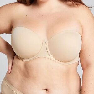 NWT Cacique Lightly Lined Multi-Way Strapless Bra Clear Straps Nude Size 42DD